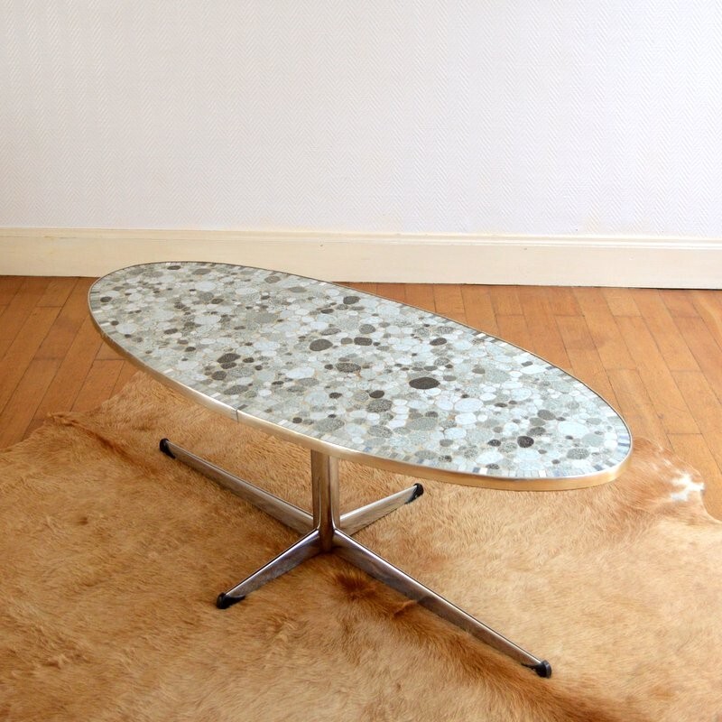 Table basse vintage ovale en céramique - 1960 