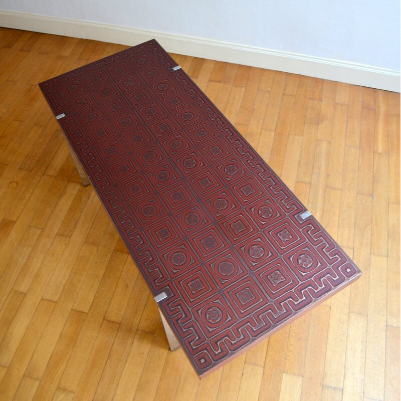 Vintage rectangular wooden coffee table, 1970