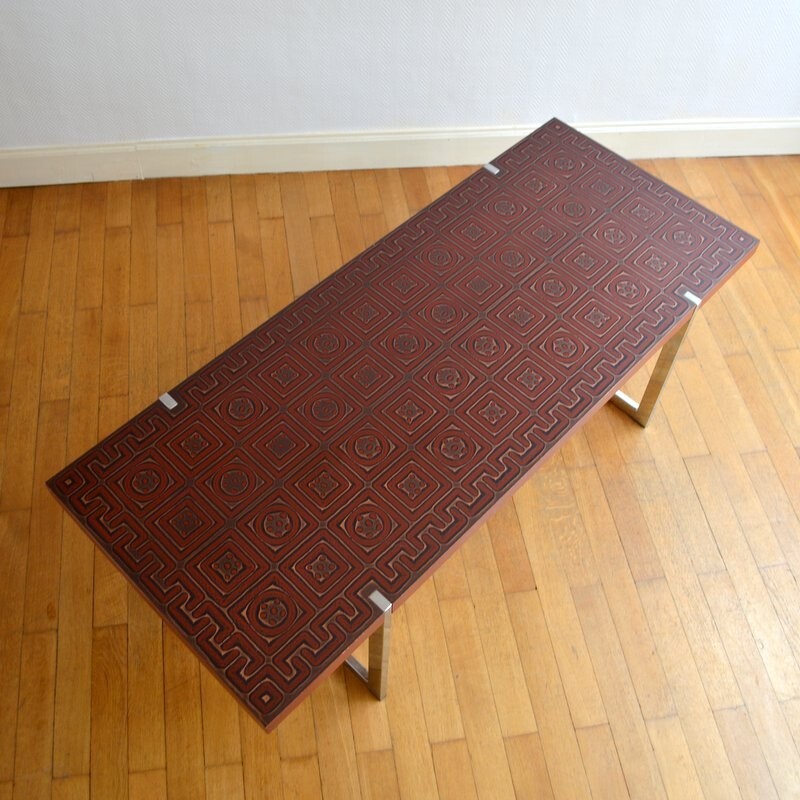 Vintage rectangular wooden coffee table, 1970