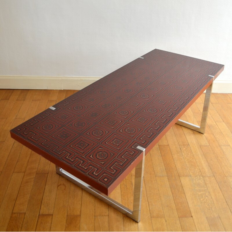 Vintage rectangular wooden coffee table, 1970