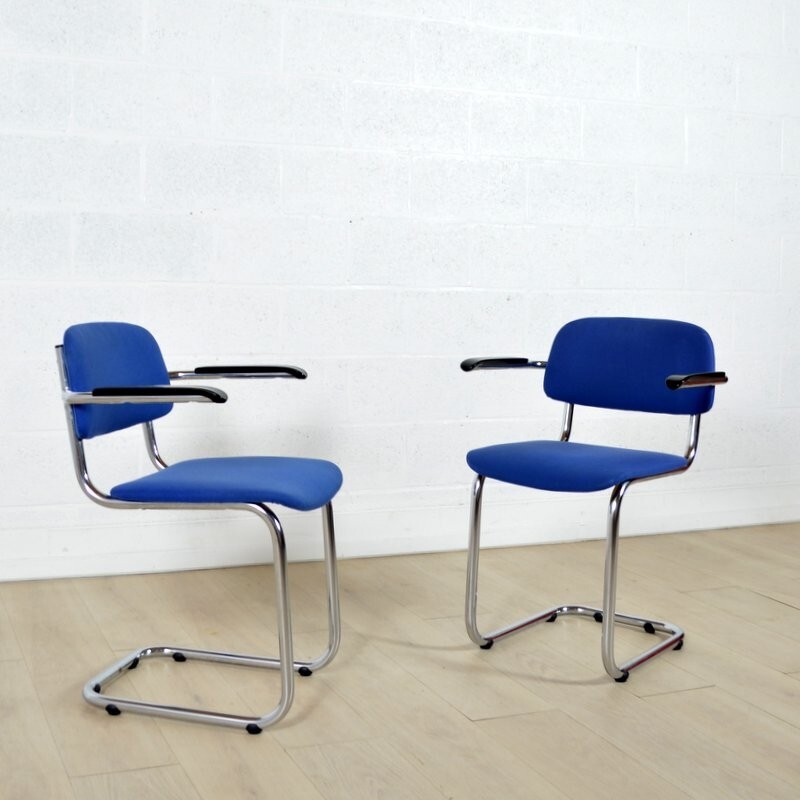 Mid-century bright blue Kembo chair by Gispen - 1950s