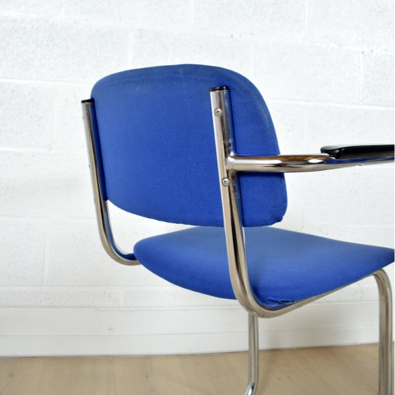 Chaise vintage Luge bleu roi par Gispen - 1960