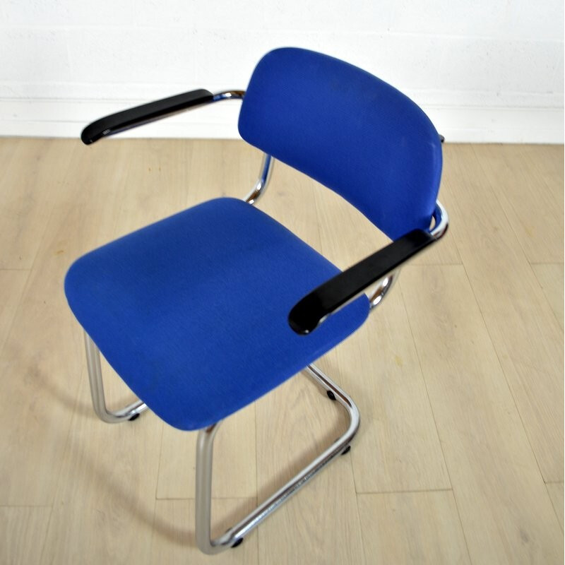 Chaise vintage Luge bleu roi par Gispen - 1960