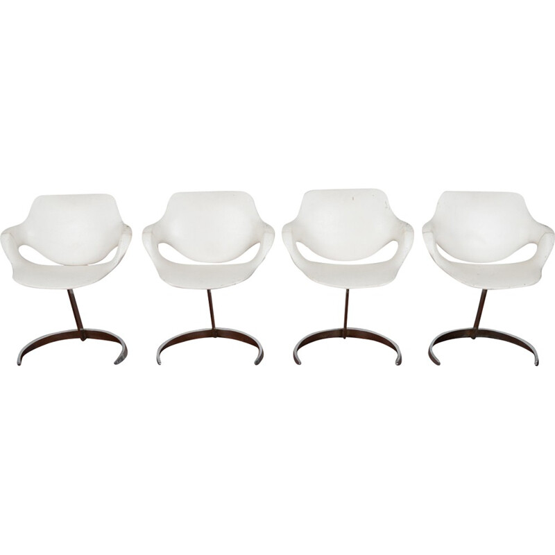 Set of 4 white armchairs - 1970s