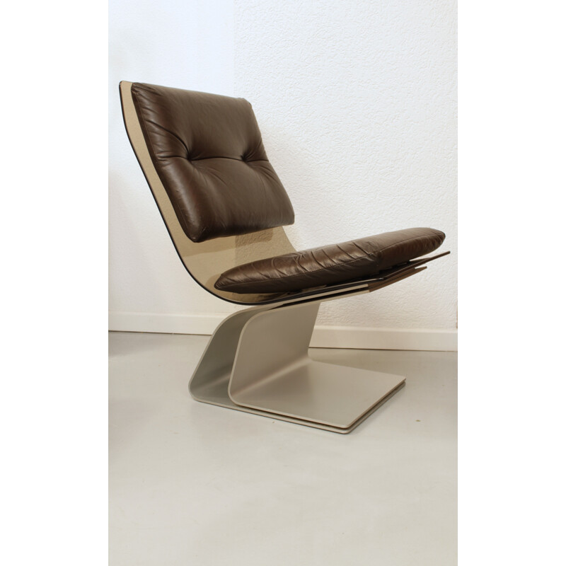 Vintage steel and skai chair by Maison Jansen, 1970