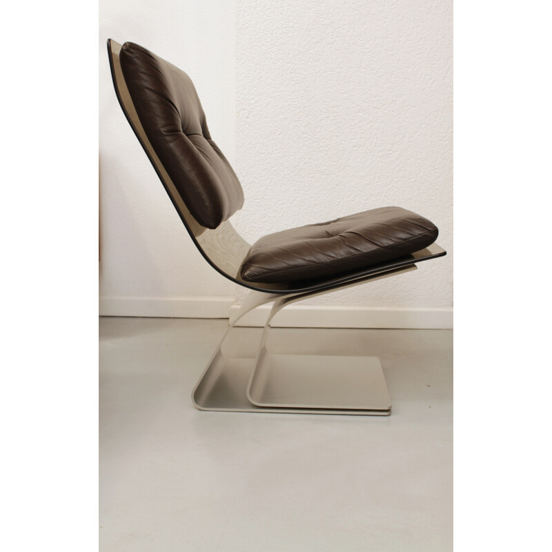 Vintage steel and skai chair by Maison Jansen, 1970