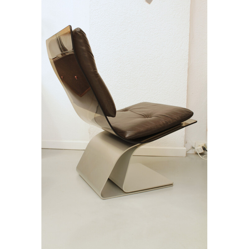 Chaise vintage en acier et skaï par Maison Jansen, 1970