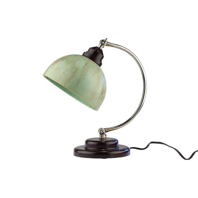 Lampe de bureau vintage en bakélite vert, 1930