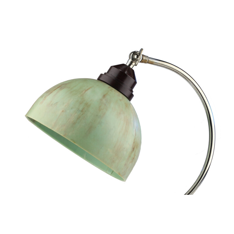 Vintage Desk Lamp with Green Bakelite Shade - 1930s