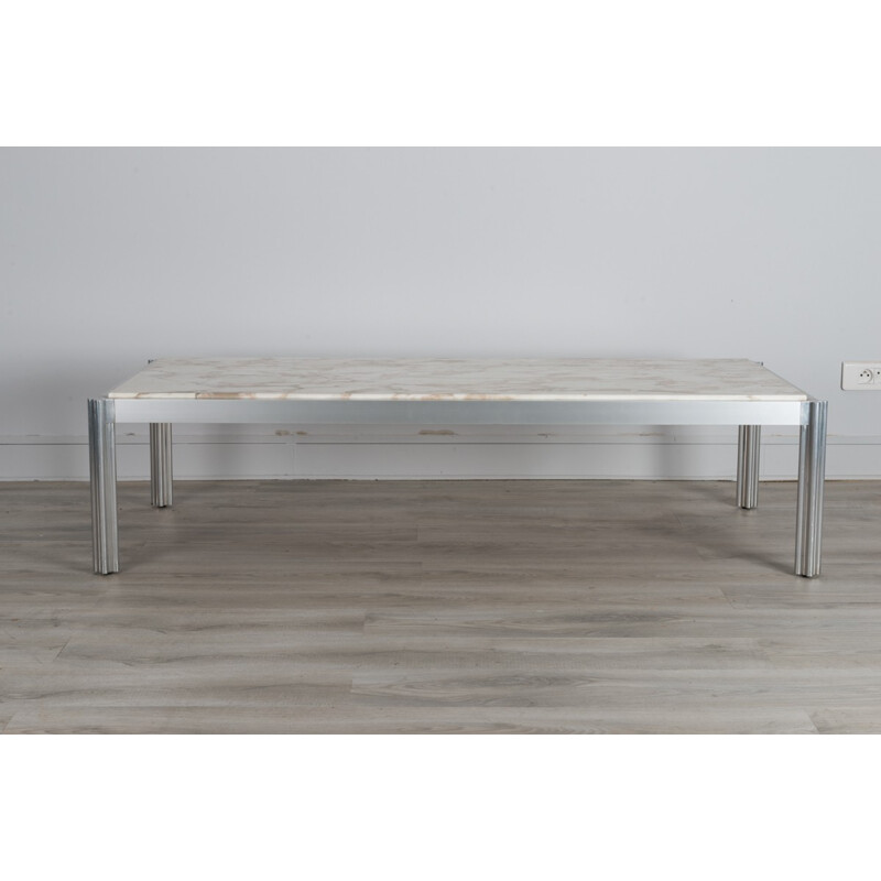 Rectangular coffee table with marble top by George Ciancimino - 1970