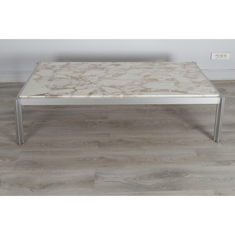 Rectangular coffee table with marble top by George Ciancimino - 1970