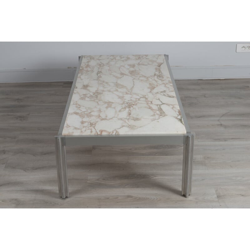 Rectangular coffee table with marble top by George Ciancimino - 1970