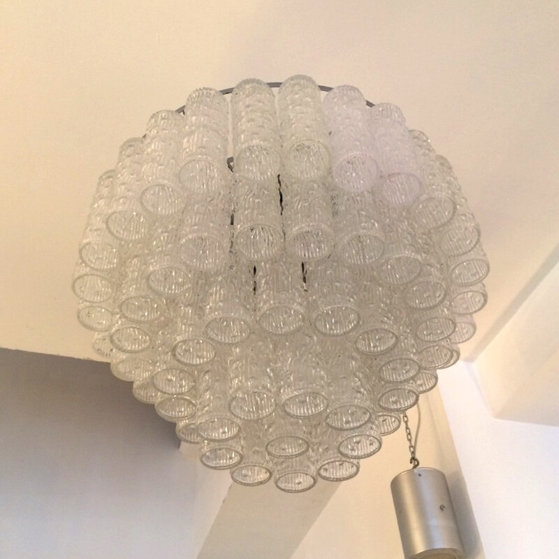 Vintage hanging lamp in glass - 1960s