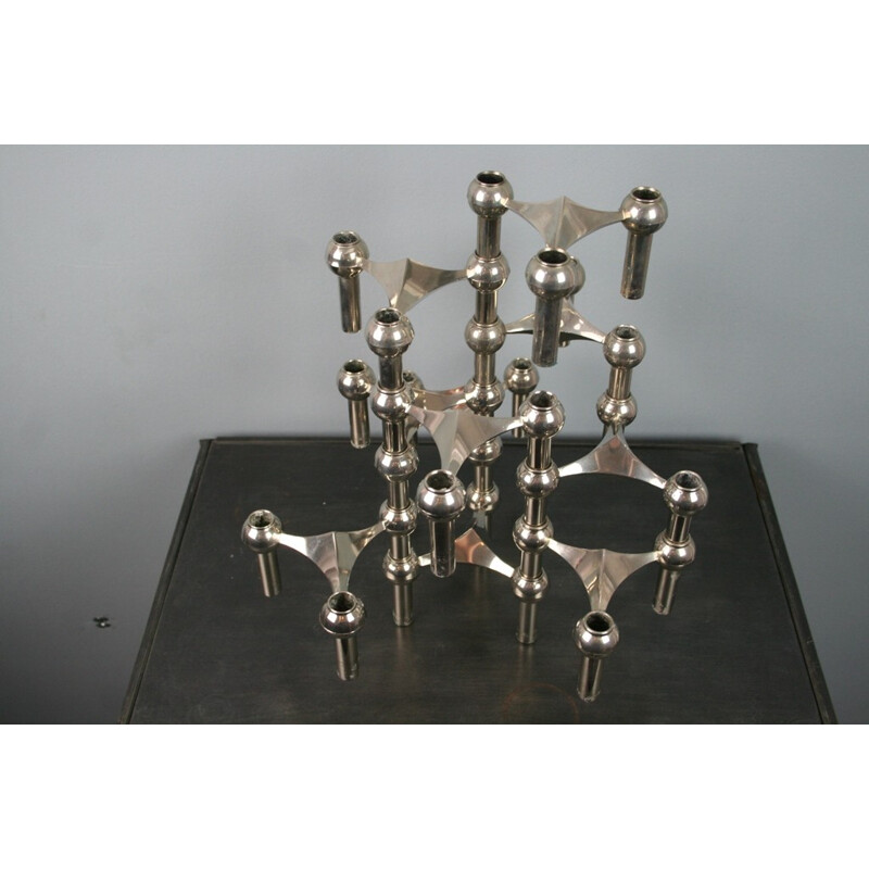 10 modular vintage candleholders produced by Nagel - 1970s
