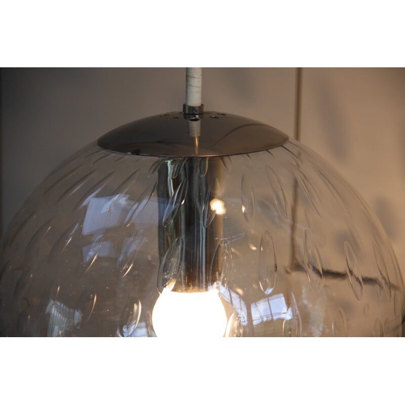 Pair of vintage ceiling lamps in glass with air bubbles by Raak - 1960s