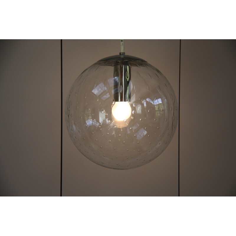 Pair of vintage ceiling lamps in glass with air bubbles by Raak - 1960s