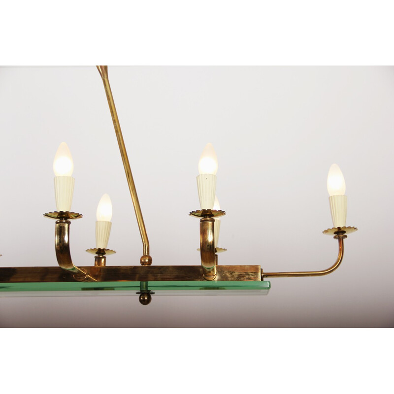 Vintage ceiling lamp in brass and glass by Fontana Arte - 1940s