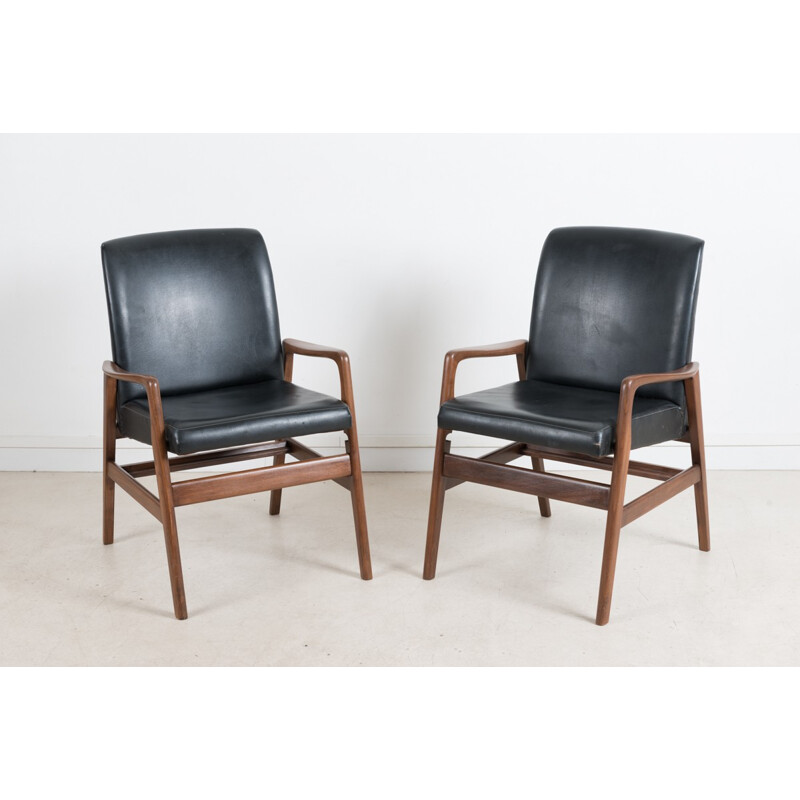 Pair of armchairs modular into chairs - 1950s