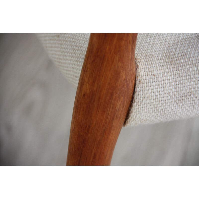 Vintage dining chair in teak and cream white fabric - Model 80 by Niels Otto  Möbelfabric - Denmark - 1960s