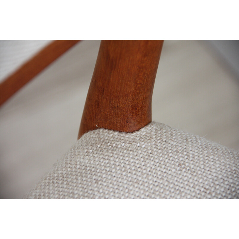 Vintage dining chair in teak and cream white fabric - Model 80 by Niels Otto  Möbelfabric - Denmark - 1960s