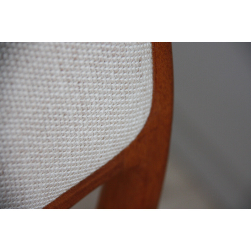 Vintage dining chair in teak and cream white fabric - Model 80 by Niels Otto  Möbelfabric - Denmark - 1960s