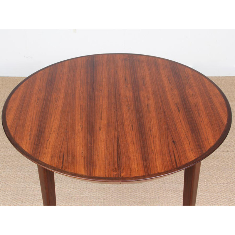 Round Scandinavian dining table made of Rio Rosewood with extensions for 6-10 people - 1950s