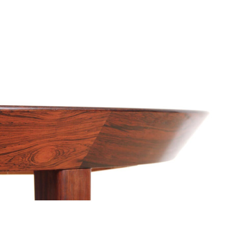 Round Scandinavian dining table made of Rio Rosewood with extensions for 6-10 people - 1950s