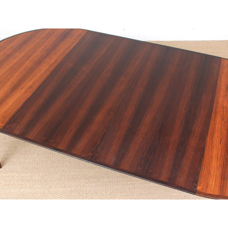 Round Scandinavian dining table made of Rio Rosewood with extensions for 6-10 people - 1950s