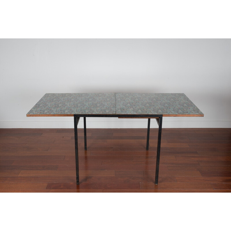 Extendable table by Pierre Guariche, top by Vieira Da Silva - 1960s