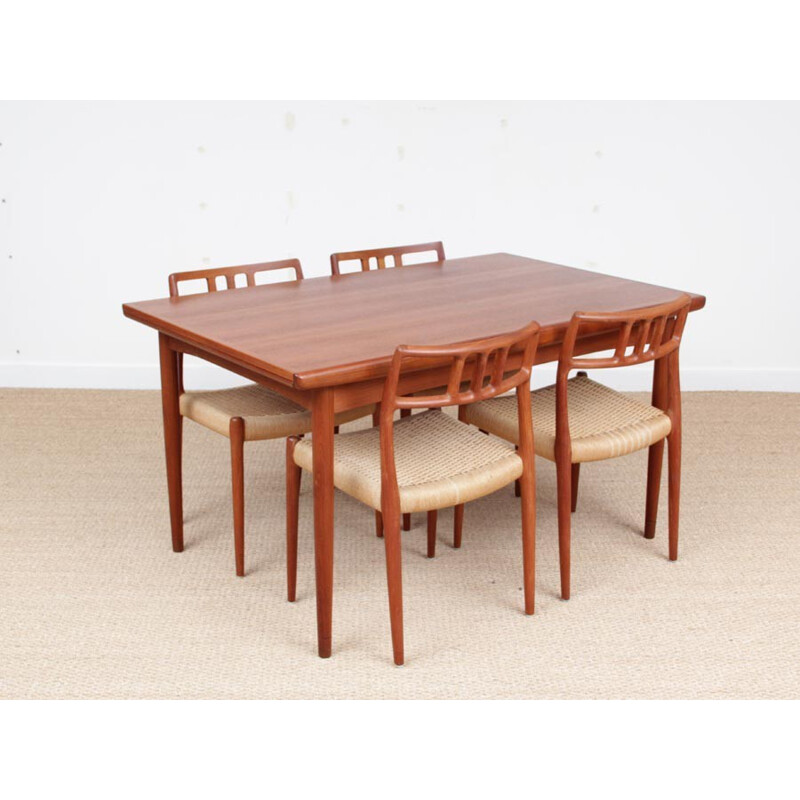Scandinavian teak dining table with extensions 6-10 pers - 1950s