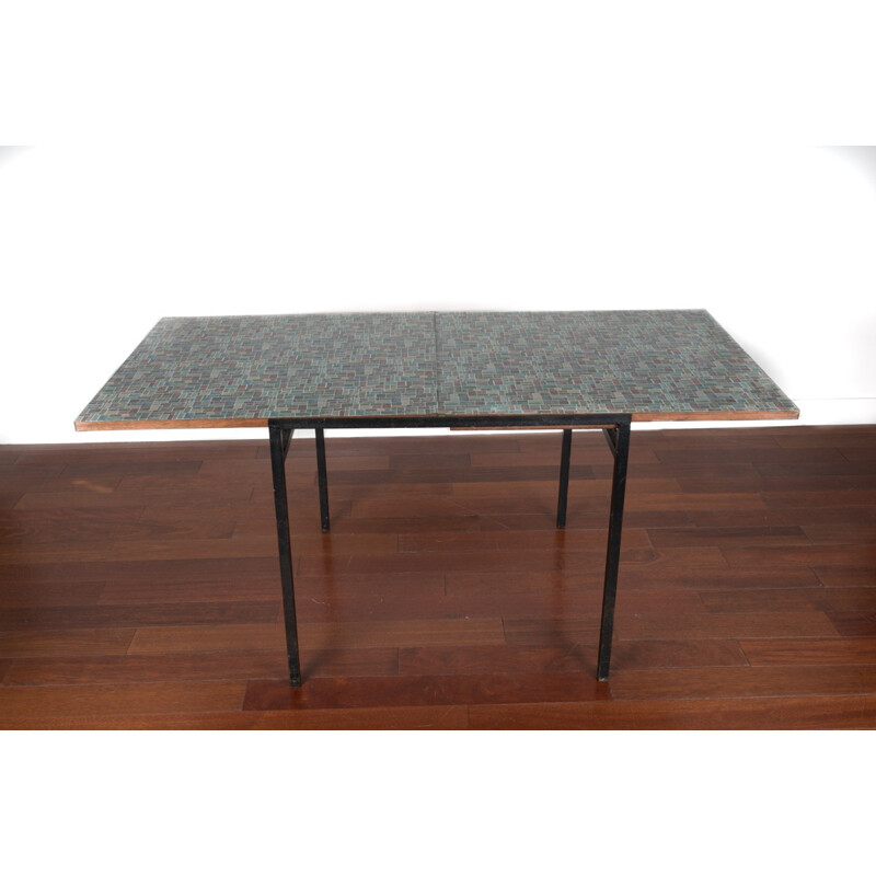 Extendable table by Pierre Guariche, top by Vieira Da Silva - 1960s