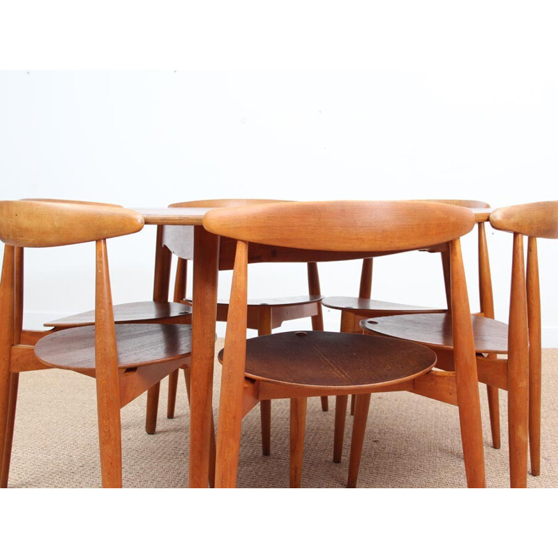 Vintage dining set in wood by Hans Wegner for Fritz Hansen - 1950s