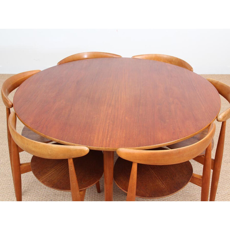 Vintage dining set in wood by Hans Wegner for Fritz Hansen - 1950s