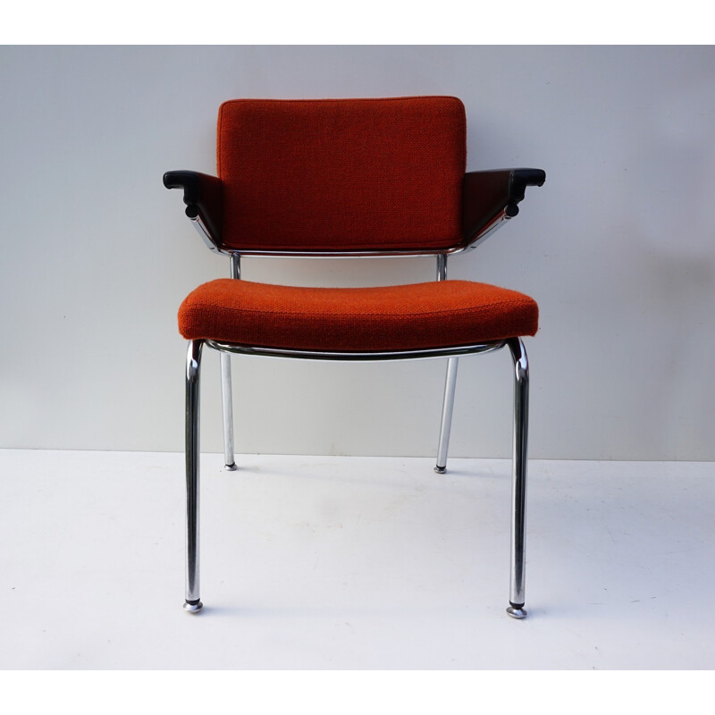 Suite de 6 fauteuils vintage orange par A.R. Cordemeyer pour Gispen - 1960