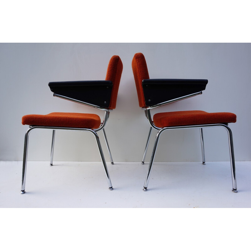 Set of 6 vintage orange armchairs by A.R. Cordemeijer for Gispen - 1960s