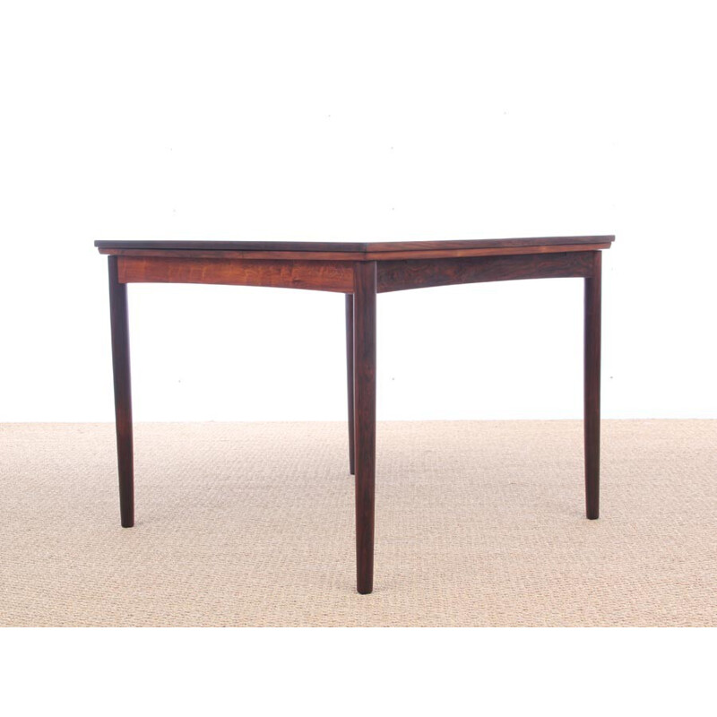 Vintage Scandinavian square table in rosewood with extensions and reversible tray - 1960s