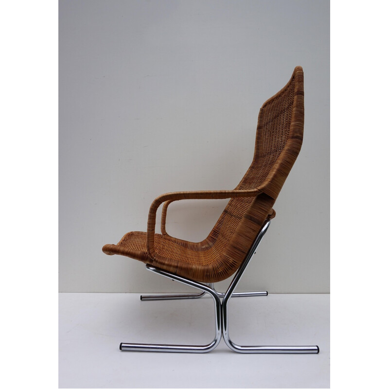 Vintage Rattan Lounge Chair by Dirk van Sliedregt for Jonkers  - 1960s