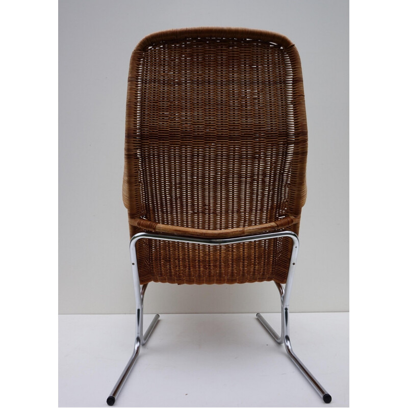 Vintage Rattan Lounge Chair by Dirk van Sliedregt for Jonkers  - 1960s