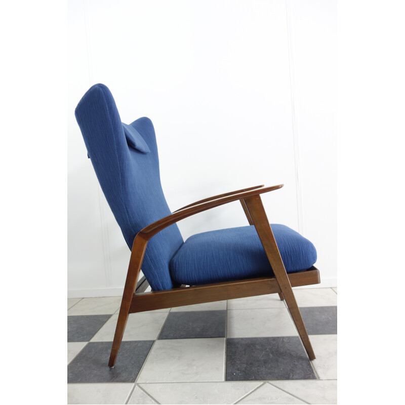 Vintage armchair in blue fabric produced by Knoll Antimott - 1960s