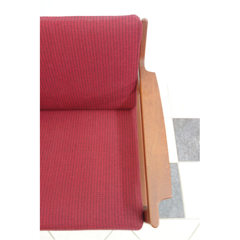 Paire de fauteuils vintage rouges en teck d'Arne Wahl Iversen - 1950