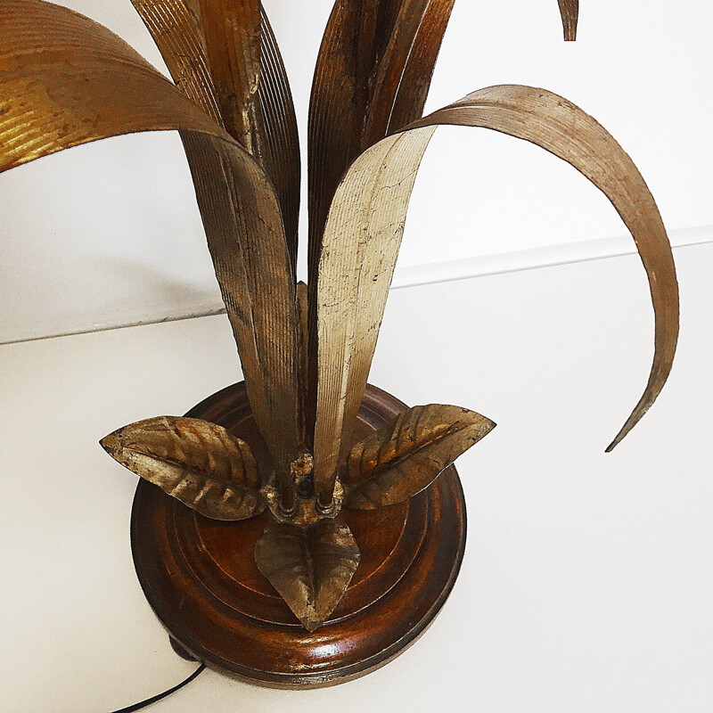 Vintage Gilded Flower Leaf Floor Lamp - 1960s