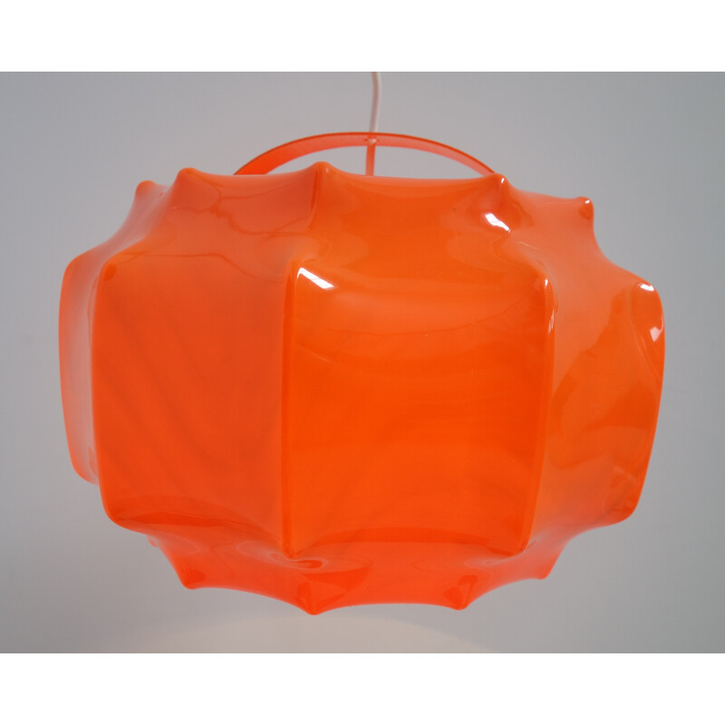 Orange Ilka Plast cocoon ceiling lamp - 1970s