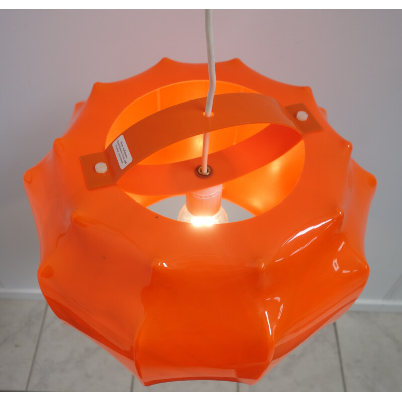 Orange Ilka Plast cocoon ceiling lamp - 1970s