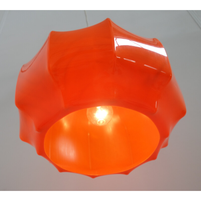 Orange Ilka Plast cocoon ceiling lamp - 1970s