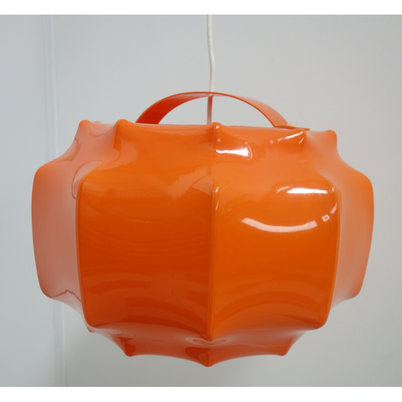 Orange Ilka Plast cocoon ceiling lamp - 1970s