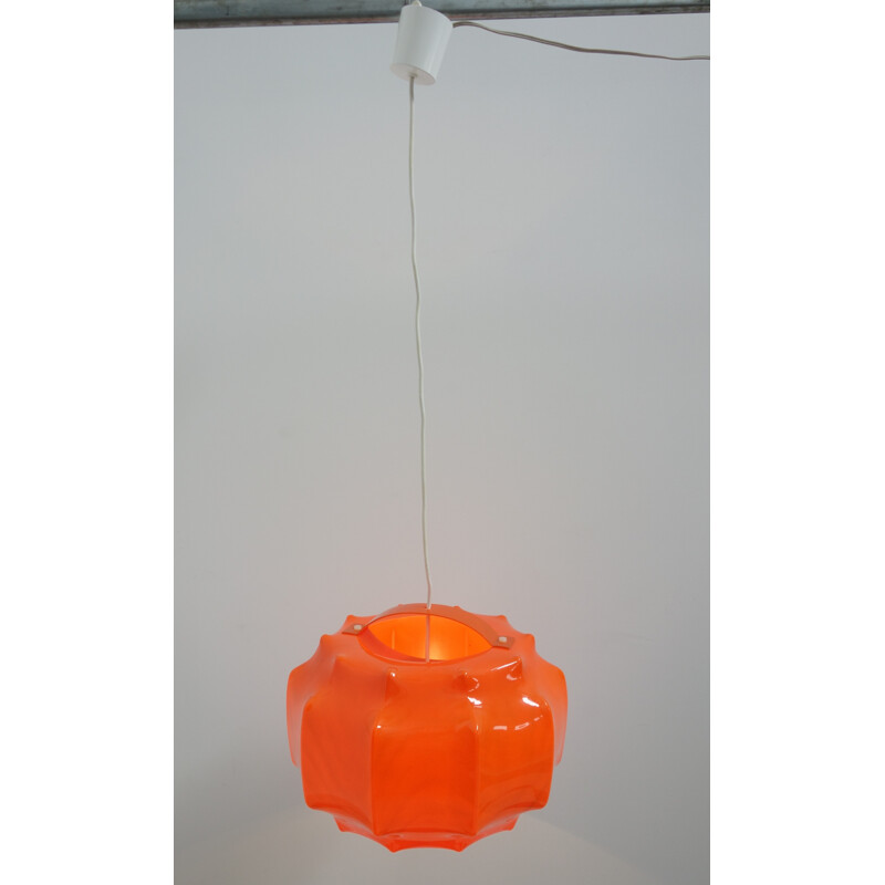 Orange Ilka Plast cocoon ceiling lamp - 1970s