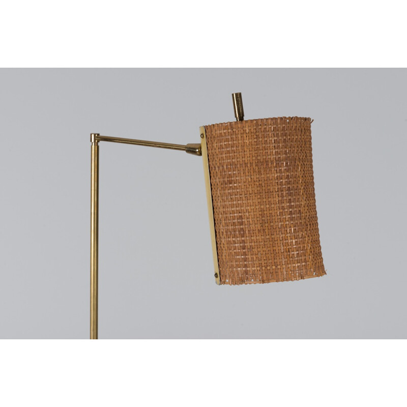 Vintage floor lamp with rattan lampshade - 1950s
