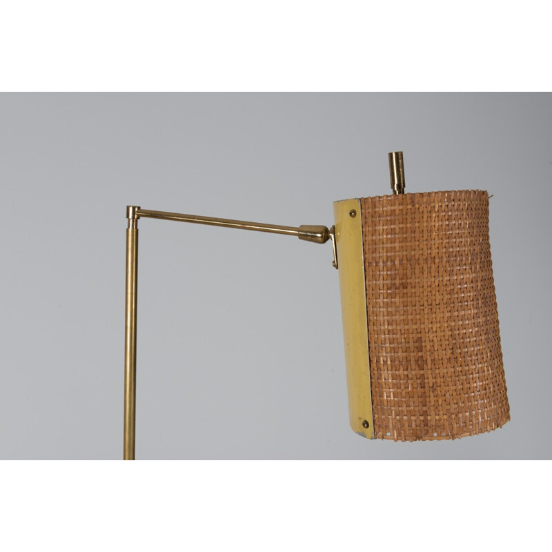 Vintage floor lamp with rattan lampshade - 1950s