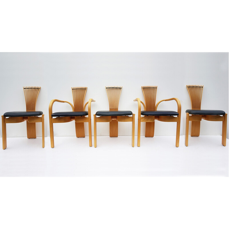 Suite de 5 chaises Totem scandinave par Torstein Nilsen pour Westnofa - 1980