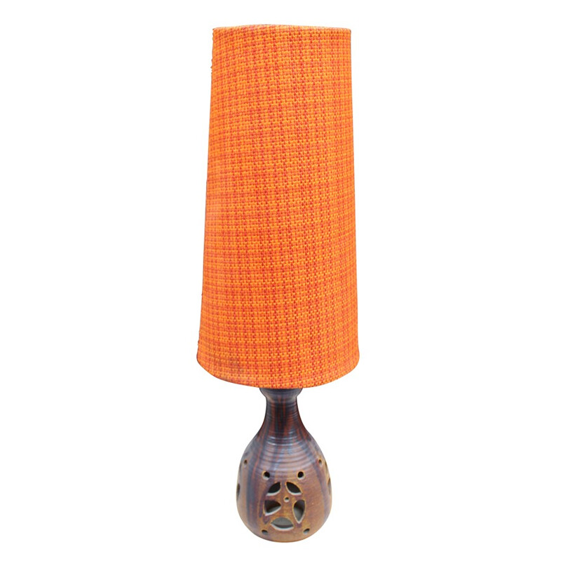 Vintage orange floor lamp in ceramic - 1960s